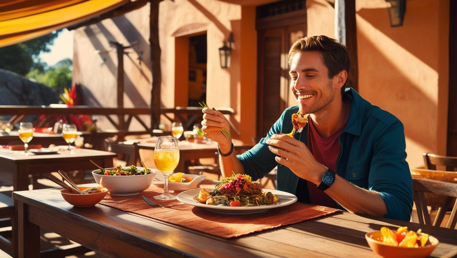 Traveler Enjoying Food
